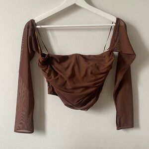 Brown Corset Off The Shoulder Top